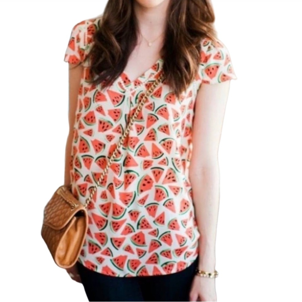 Anthropologie Maeve Watermelon Top